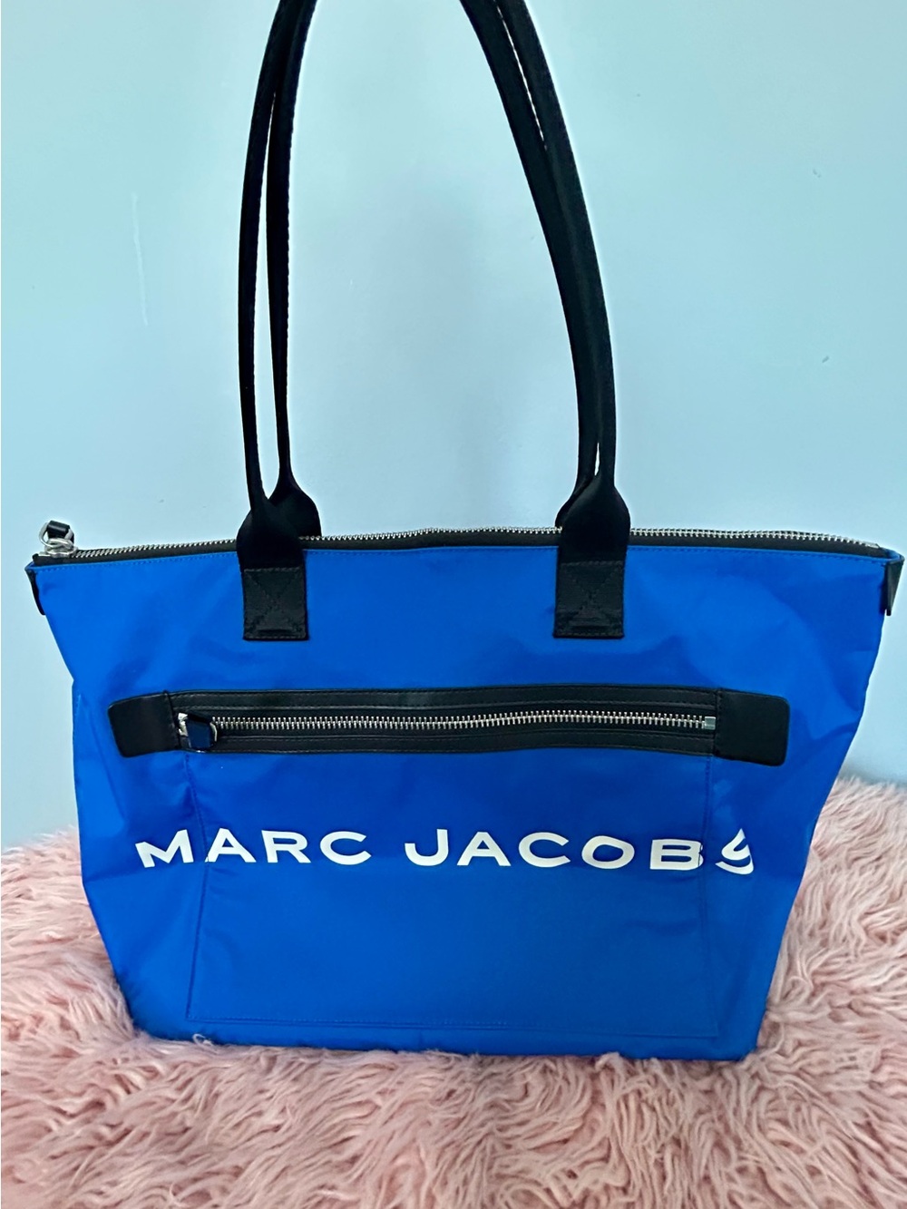 Marc Jacobs Electric Blue Nylon Tote with Black Handles